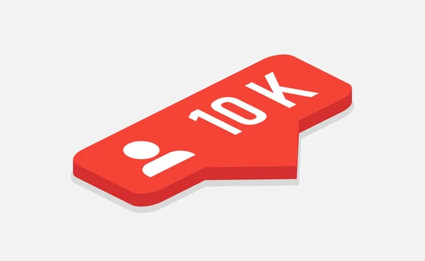 Icône Rouge Notification 10K Abonnés Une Icône Isométrique Suit Insta — Image vectorielle