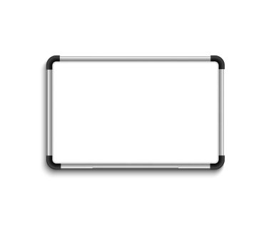 Beyaz işaret kurulu. Beyaz tahta. Boş artalan üzerinde gölge ile beyaz tahta