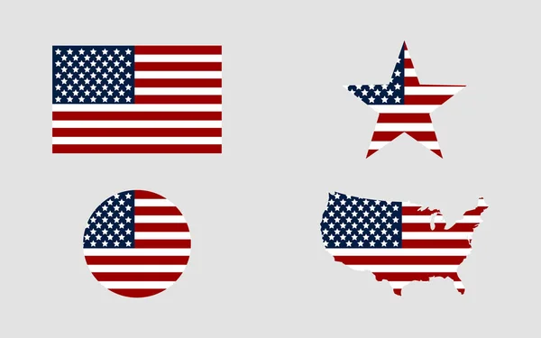 Bandera Usa Bandera Star Usa Mapa Usa Bandera Americana Círculo — Vector de stock