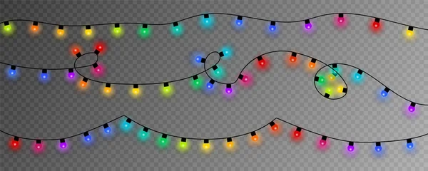 Luces Navidad Coloridas Sobre Fondo Transparente — Vector de stock