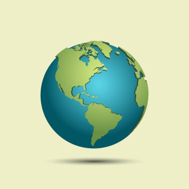 gölge ışık arka plan üzerinde 3D Dünya Haritası.