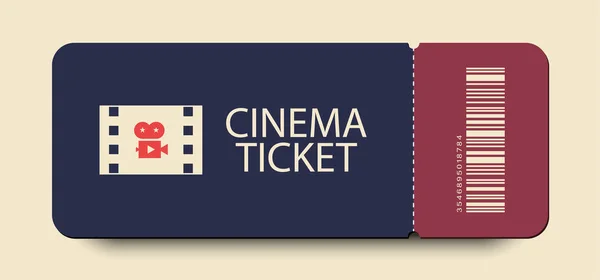 Cinema Ticket Vector Icono Con Sombra Sobre Fondo Claro — Vector de stock