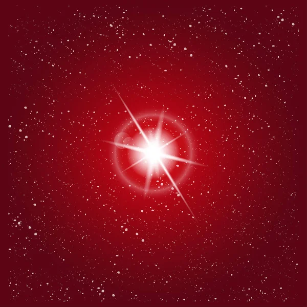 Christmas Star with snow on red gradient background. Christmas background