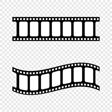 Filmstripe siyah ve Beyaz şeffaf arka plan üzerinde izole. Vektör çizim