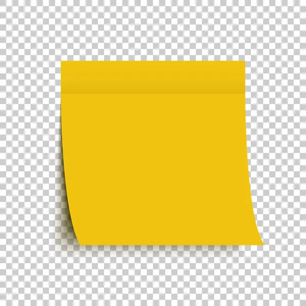 Желтая Почтовая Наклейка Липкая Записка Желтая Наклейка Тенью Прозрачном Фоне — стоковый вектор