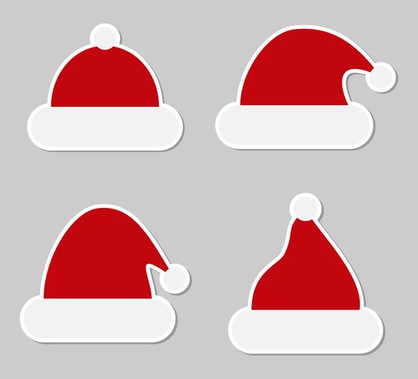 Sticker Rood Kerst Hoeden Kerst Hoeden Santa Claus Eps10 — Stockvector