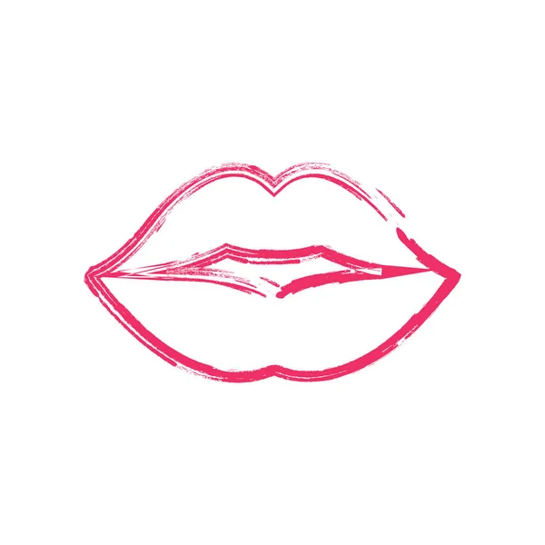 Belle Imprimé Baiser Rouge Lèvres Rose Conception Pinceau Peinture Eps10 — Image vectorielle