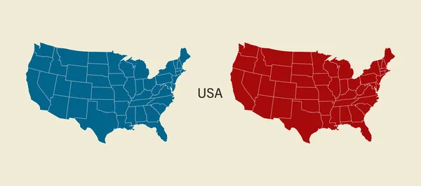 Mapa Usa Kolorze Niebieskim Czerwonym Nowoczesne Mapę Usa Krajów Związkowych — Wektor stockowy