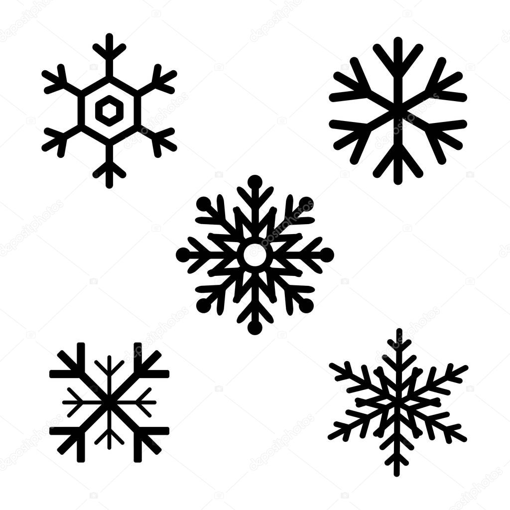 Set of black Snowflakes icons. Black snowflake. Snowflakes template. Snowflake winter. Snowflakes icons. Snowflake vector icon. Eps10