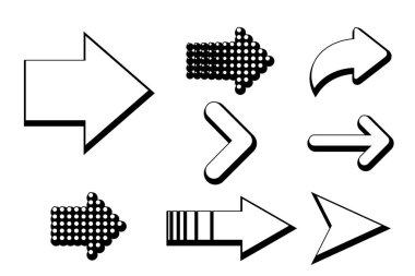 Siyah vektör okları kümesi. Ok simgesi. Ok vektör simgesi. Ok. Oklar koleksiyonu vektör. Eps10