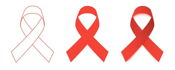 Red Ribbons set. World Aids Day. Flat design. Eps10