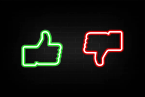 Iconos Neon Dislike Pared Ladrillo Fondo Esp10 — Vector de stock