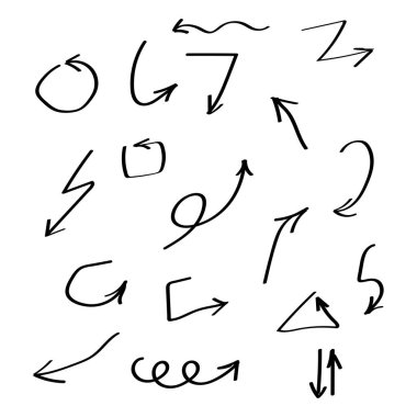 Vektör siyah ok elle çizilmiş fırça ayarlayın. Ok vektör toplama. Eps10