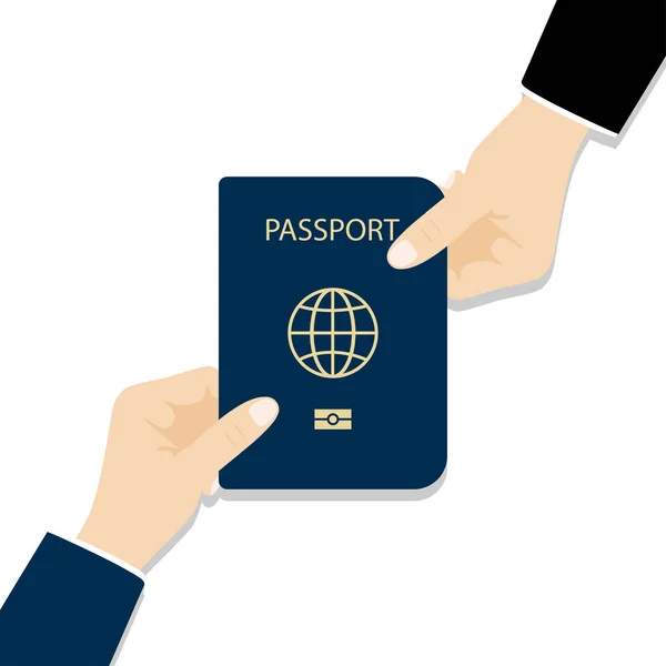 Ilustracja Przekazania Paszport Paszport Ręce Esp10 — Wektor stockowy
