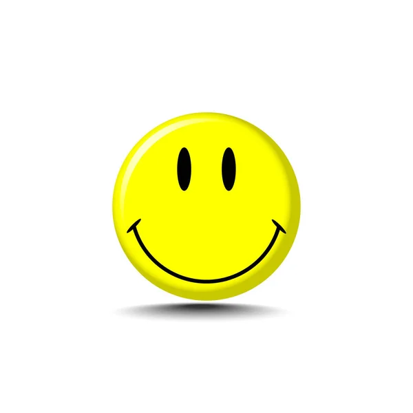 Emoticono Sonriente Amarillo Con Sombra Sobre Fondo Blanco Eps10 — Vector de stock
