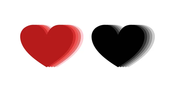 Herzsymbole Rote Und Schwarze Herzen Ikonen Herzwiederholung Eps10 — Stockvektor