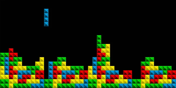 Παιχνίδι Tetris Pixel Τούβλα Πολύχρωμες Παιχνίδι Φόντο Εικονογράφηση Διάνυσμα — Διανυσματικό Αρχείο