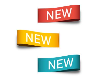 Yeni Etiketler veya etiketleri tasarımınız için. Renkli şerit afiş. Eps10