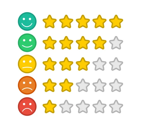 Emoji Com Classificação Estrela Emoticon Feedback Classificação Estrelas Notação Consumidor —  Vetores de Stock