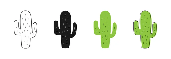 Na białym tle Cactus ikony. Kaktus wektorowe ikony. Zestaw Kaktus inny styl. Liniowe, web, płaskie i kreskówka projekt — Wektor stockowy