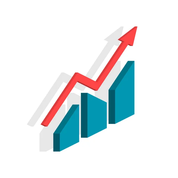 3d isometric graph. Isometric Graph in trendy flat color. Rating illustration. Feedback concept