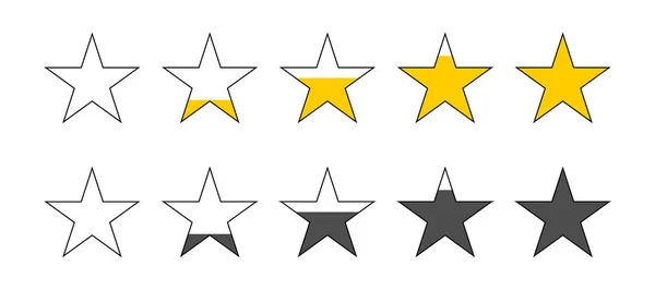 Rating sterren. Steraanduiding van de beoordeling. Feedback concept. De overzicht van de classificatie van het product van de klant van vijf sterren — Stockvector
