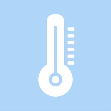 Düz tasarım beyaz termometre simgesi. Termometre simgesi web tasarımı için