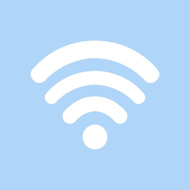Wi fi vektör simgesi mavi zemin üzerine beyaz. Wi fi simgesi düz tasarım