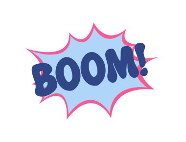 Boom düz tasarım içinde yazı komik. Duygusal metin Boom ile komik konuşma balonu