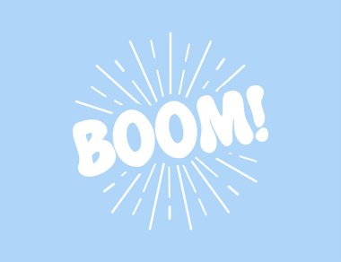 Boom düz tasarım içinde yazı komik. Duygusal metin Boom ile komik konuşma balonu