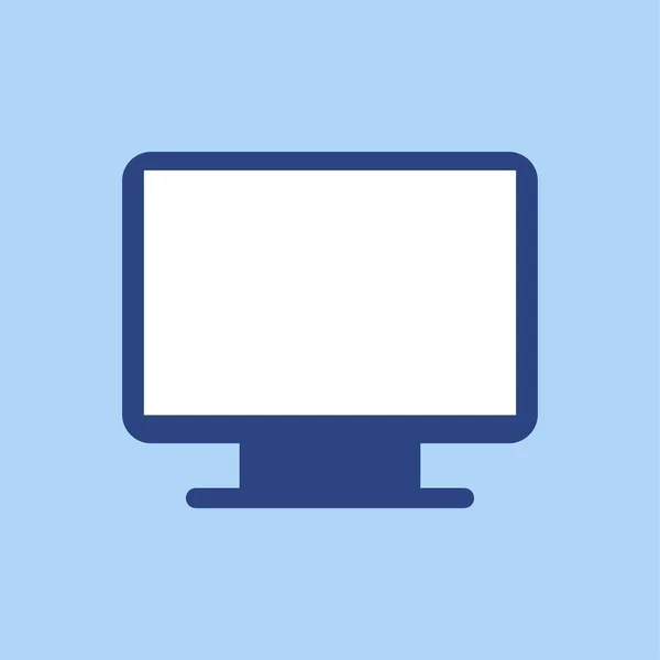 Bildschirm PC in flacher Ausführung auf blauem Hintergrund — Stockvektor