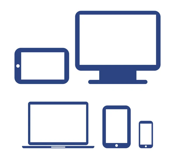 Pantalla, portátil, tableta y dispositivo electrónico de recogida de teléfono en diseño plano — Archivo Imágenes Vectoriales