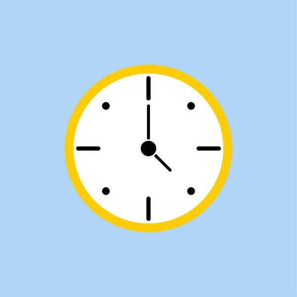 Reloj de plantilla de diseño plano. Reloj en color blanco, negro y amarillo — Archivo Imágenes Vectoriales