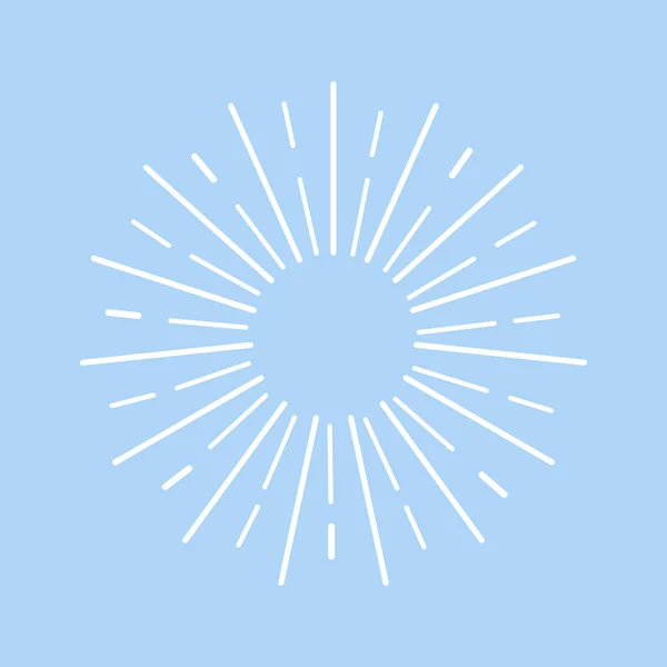 White sun rays on blue background. Flat design. Sun rays icon