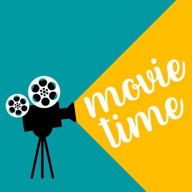 Sinema tasarı retro tarzı. Düz tasarım. Video kamera. Film projektör simgesi