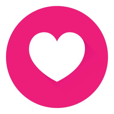 Düz tasarımı pembe bir daire içinde beyaz kalp