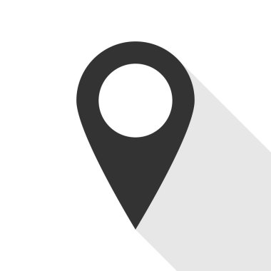 PIN. Etiket. Gölge düz tasarım ile merkezinin haritası