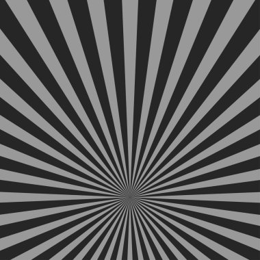 Arka plan siyah ve gri renkli güneş ışınları. Düz desig