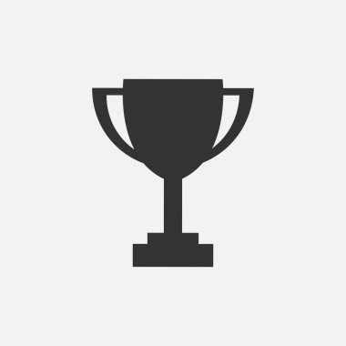 Gri arka plan üzerinde siyah kazanan Kupası simgesi. Trophy Kupası vektör simgesi