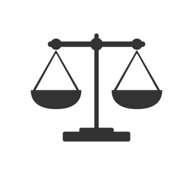 Boş arka planda düz tasarım siyah ölçek simgesi