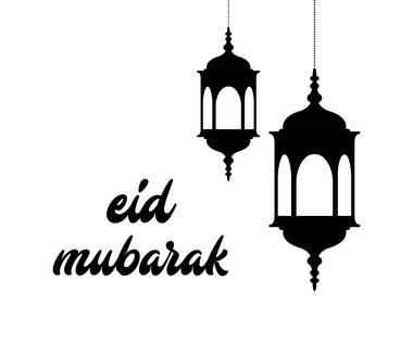 Bayram mübarek. İslam tasarımı ile ay. İslam sembolü. Düz tasarım tebrik kartı