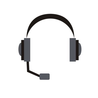 Düz tasarım boş arka planda mikrofon ile siyah kulaklıklar