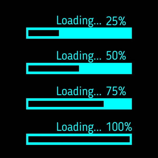 Barre de chargement progressif. Jeu d'icônes de chargement. Chargez. icônes de charge — Image vectorielle