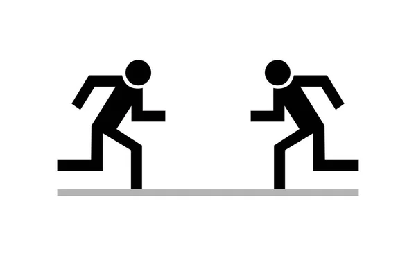 Дві чорні людські ікони, що працюють один проти одного — стоковий вектор