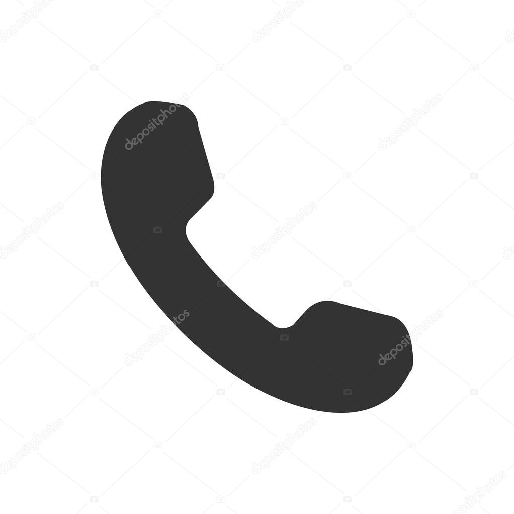 Black telephone icon in flat design on blank background