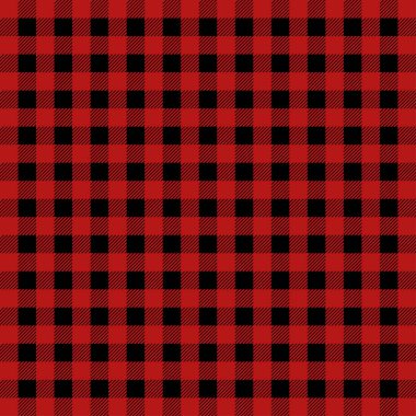 Oduncu ekose deseni kırmızı ve siyah. Sorunsuz vektör desen. Basit vintage Tekstil tasarım