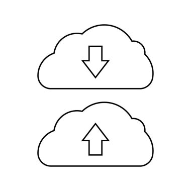 App simgesini indirin. Veri aktarım siyah simge doğrusal tasarım bulut