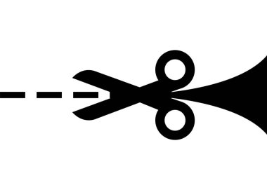 Siyah düz tasarım boş arka plan üzerinde dışarı kesim ile makas