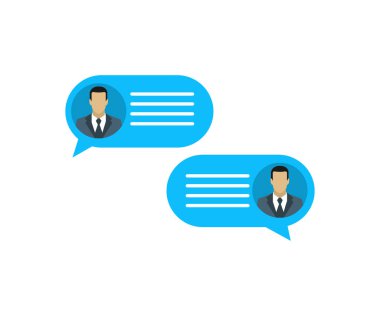 İki kişi yazışma. İki kişi sohbet. İnsanlar simgesi olan iletiler