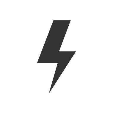 Düz tasarım boş arka plan üzerinde siyah yıldırım simgesi